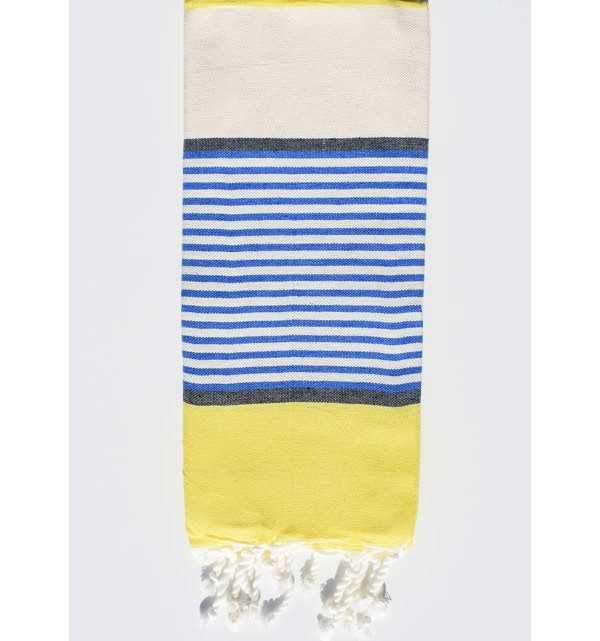 Telo mare per bambini colore crema, giallo, blu e grigio ardesia Fouta Tunisia - 1