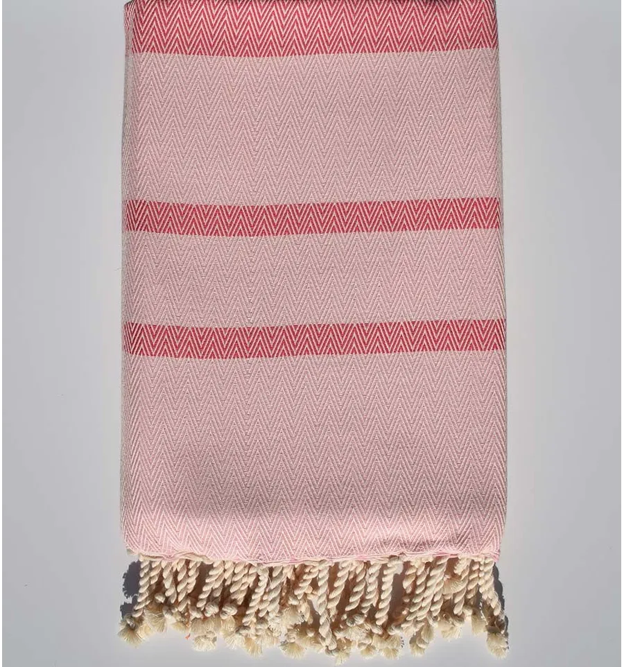 Fouta chevron rosa pastello e rosa scuro Fouta Tunisia - 1