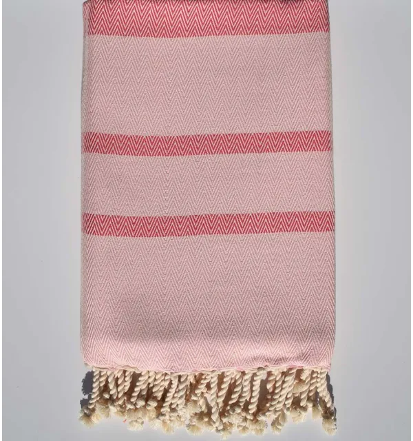 Fouta chevron rosa pastello e rosa scuro Fouta Tunisia - 1