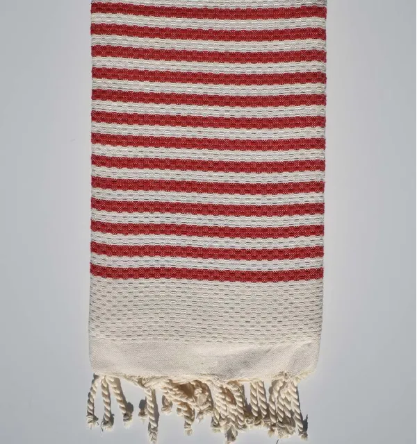 Fouta nido d'ape con strisce rosso veneziano Fouta Tunisia - 2