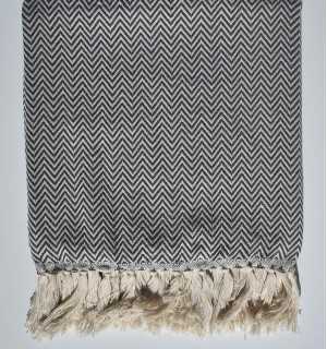 Plaid chevron grigio ardesia Fouta Tunisia - 1