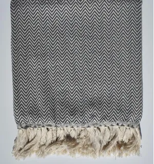 Plaid chevron grigio ardesia Fouta Tunisia - 1