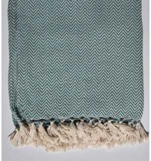 Plaid chevron blu anatra Fouta Tunisia - 1 2