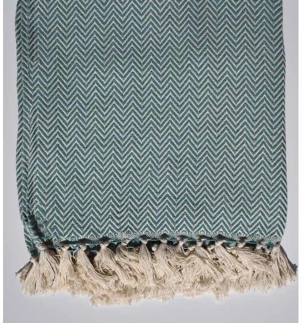 Plaid chevron blu anatra Fouta Tunisia - 2