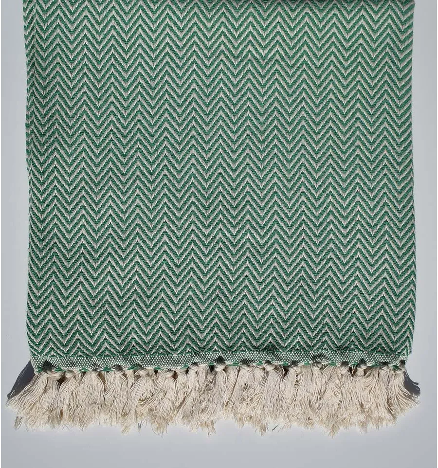 Plaid chevron verde Fouta Tunisia - 1