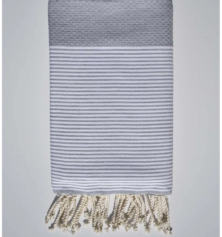 Fouta nido d'ape grigio topo medio Fouta Tunisia - 1