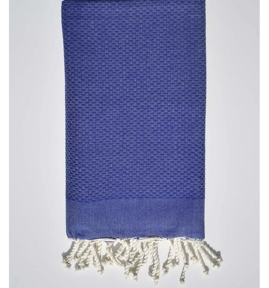 Fouta nido d'ape unito blu indaco Fouta Tunisia - 1