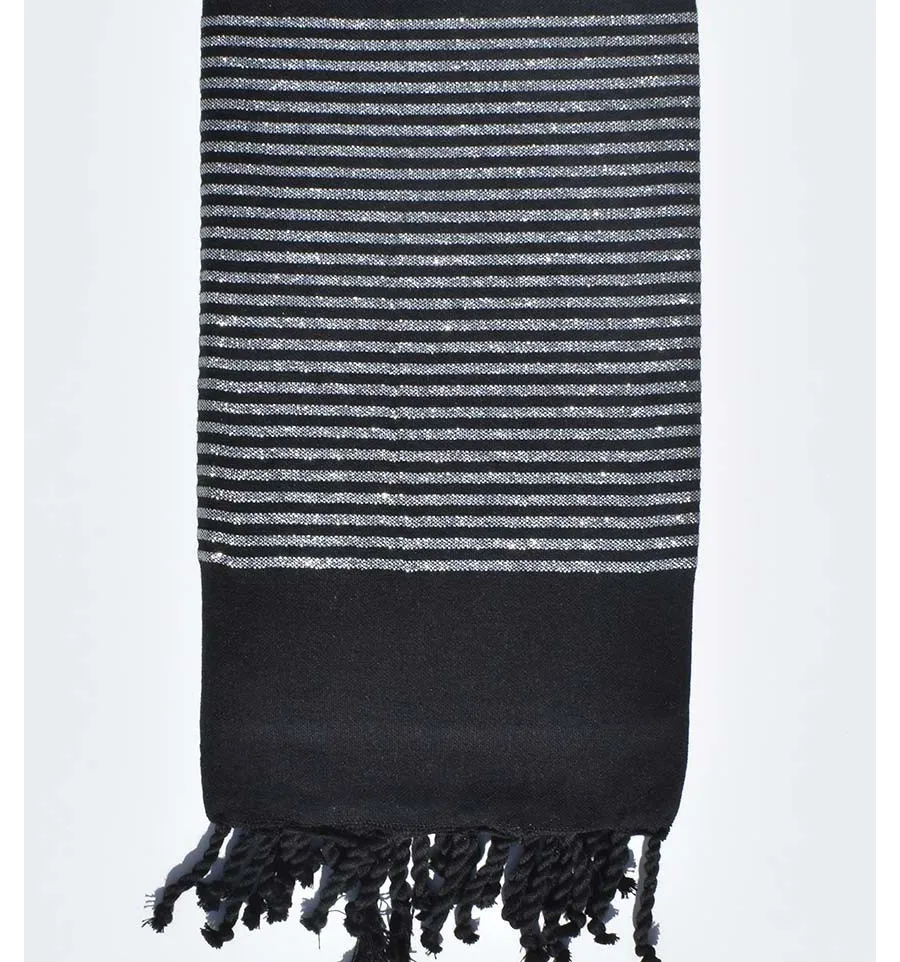 Telo mare nero con lurex argento Fouta Tunisia - 1