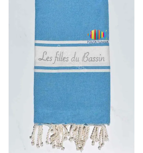 Telo mare piatto ricamato e personalizzato les filles dubassins Fouta Tunisia - 3