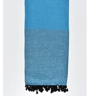 Grande fouta azzurro con lurex Fouta Tunisia - 1