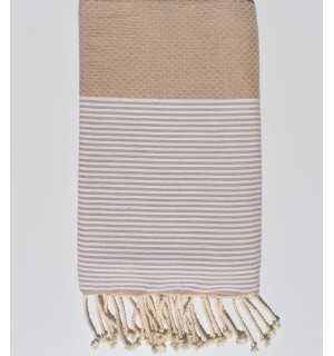 Telo mare nido d'ape beige Fouta Tunisia - 1