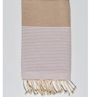 Telo mare nido d'ape beige Fouta Tunisia - 1