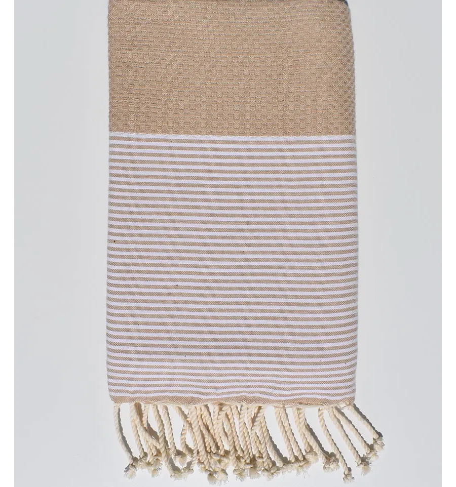 Telo mare nido d'ape beige Fouta Tunisia - 1