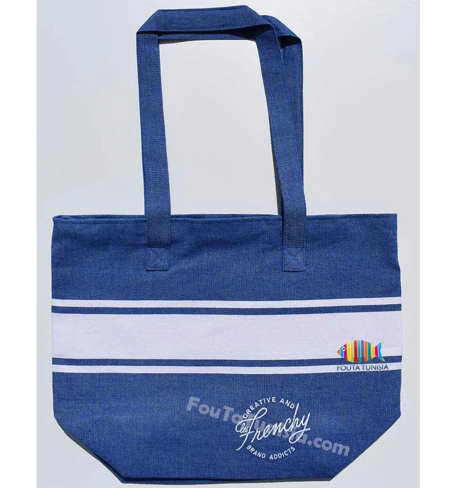 Borsa blu con ricamo Fouta Tunisia - 1